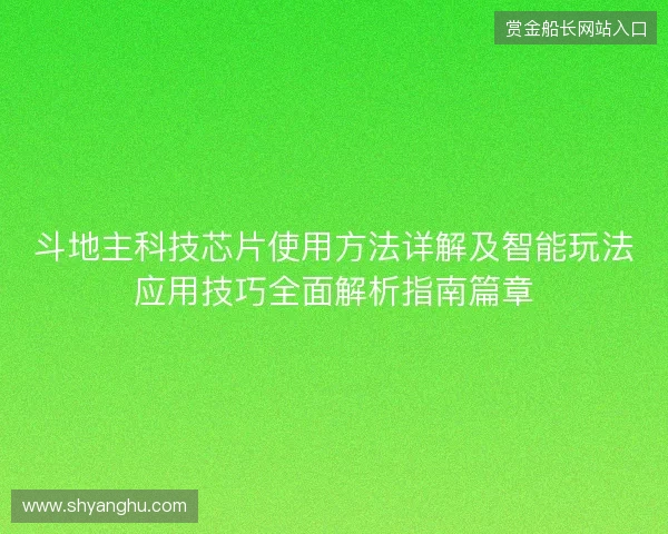 斗地主科技芯片使用方法详解及智能玩法应用技巧全面解析指南篇章